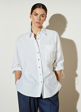 Brooks Brothers Normal Gömlek Yaka Beyaz Kadın Gömlek BBSP23FSH013