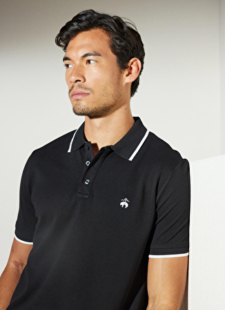 Brooks Brothers Polo Yaka Siyah Erkek T-Shirt BBSP23MTS013