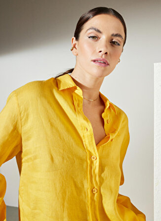 Brooks Brothers Normal Gömlek Yaka Sarı Kadın Gömlek BBSP23FSH009