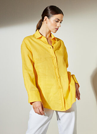 Brooks Brothers Normal Gömlek Yaka Sarı Kadın Gömlek BBSP23FSH009
