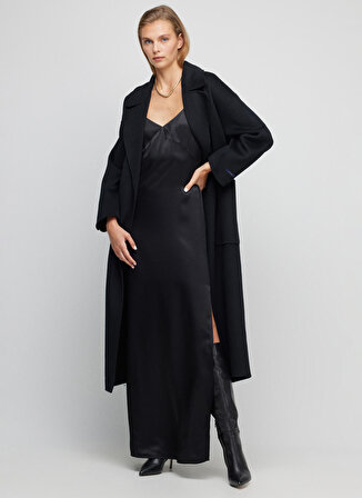 Brooks Brothers V Yaka Siyah Standart Kadın Elbise BBSP23FDR022
