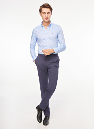 Brooks Brothers Slim Fit Düğmeli Yaka Mavi Erkek Gömlek BBFW23MSH028