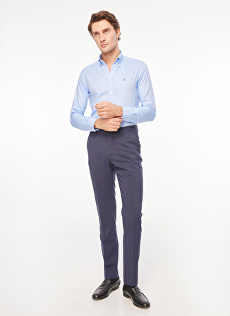 Brooks Brothers Slim Fit Düğmeli Yaka Mavi Erkek Gömlek BBFW23MSH028