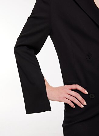 Brooks Brothers Klasik Yaka Düz Siyah Standart Kadın Elbise BBFW23FDR010