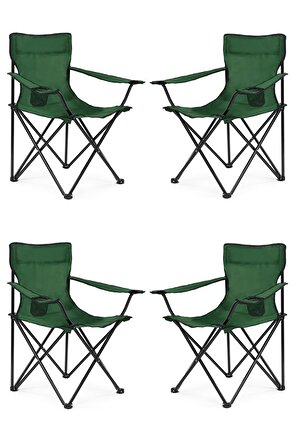 Walke 4 Lü Katlanabilir Kamp Sandalyesi Piknik Sandalyesi Plaj Sandalyesi Yeşil Taşıma Çantalı