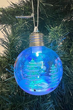 Walke Yılbaşı Ağaç Noel Desenliı Işıklı Ampul Süs