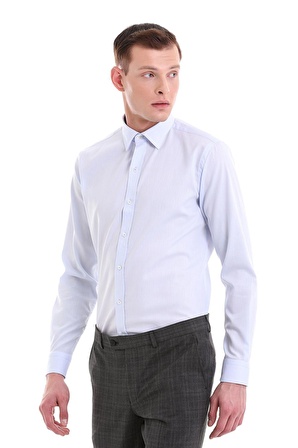Mavi Comfort Fit Desenli 100% Pamuklu Slim Yaka Uzun Kollu Spor Gömlek | L