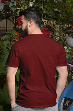 Bordo Slim Fit Çapa Baskılı Kısa Kollu Bisiklet Yaka Erkek Tişört 20ETSHCAPA