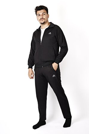 Siyah Şerit Kol Detay İçi Yumuşak Scuba Dalgıç Kumaş Spor Erkek Eşofman Takımı 22EESTDALG