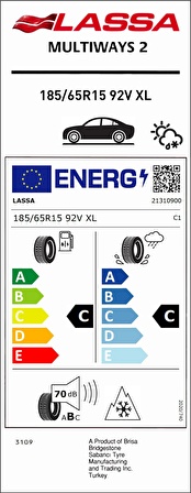 Lassa 185/65R15 92V Xl Multıways 2 C-C-70 4 Mevsim Lastik 2024