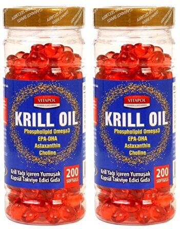 Vitapol Krill Oil 2x200 Yumuşak Kapsül Phospholipid Omega 3 Epa Dha Astaxanthin Choline