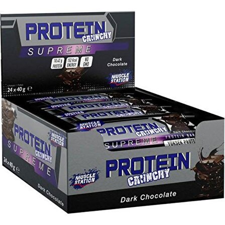 Muscle Station Supreme Crunchy Protein Bar 40 Gr 24 Adet - DARK ÇİKOLATA