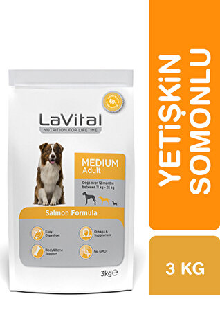 LaVital Somonlu Orta Irk Yetişkin Kuru Köpek Maması 3 kg