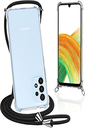 Samsung Galaxy A23 Kılıf Boyun Omuz Askılı iPli Şeffaf Silikon