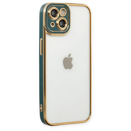 Apple iPhone 13 MiNi Kılıf Kamera Lens Korumalı Kenarları Renkli Gold Arkası Şeffaf Silikon
