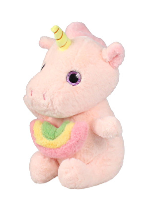 Unicorn Peluş Kucak Yastığı, Dekoratif Yastık, Hediyelik Peluş Oyuncak 30 cm Pembe