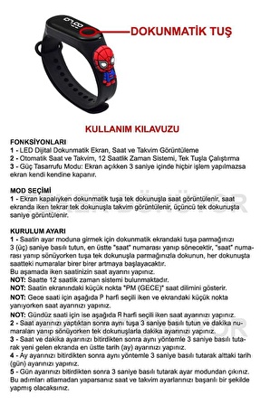 DZC KUZENLER AVM DİJİTAL DOKUNMATİK LED EKRAN SU GEÇİRMEZ FİGÜRLÜ ÇOCUK KOL SAAT SLİKON KORDON BİLEKLİK KARAKTERLİ