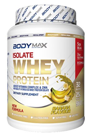 Bodymax İzole Whey Protein 960 Gr 32 Servis Muz Aroma Shaker