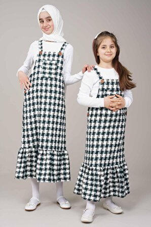 Genç Kız Askılı Bahçıvan Jile Elbise 10181