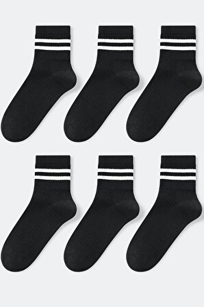 4 Çift Siyah Unisex Kolej Çorap