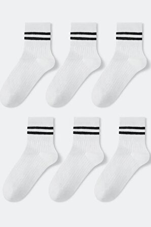 4 Çift Beyaz Unisex Kolej Çorap