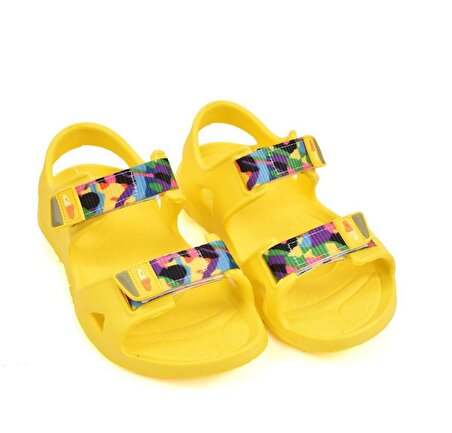 Kız Çocuk Fuşya & Sarı Hafif Kaymaz Taban Sandalet Terlik