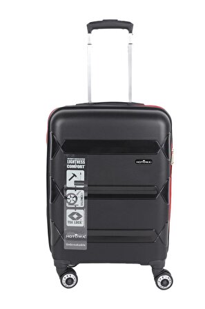 Hotowa Gold PP Valiz 8011 Siyah Kırmızı TSA Kilitli Üçlü Set
