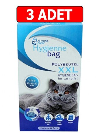 Hygienne bag kedi kumu torbası 3kutu 10 lu XXL 55x43x12 cm