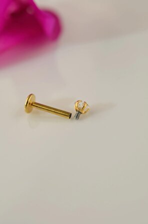 Gold Çelik Yıldız Piercing 8 mm Tragus Helix Kıkırdak Conch