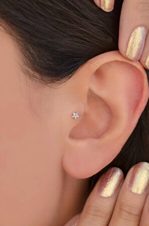 Çelik Yıldız Piercing 6 mm Tragus Helix Kıkırdak Conch