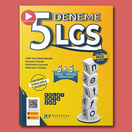 Referans Yayınları LGS NETTO Tamamı Video Çözümlü 5 Fasikül Genel Deneme Seti Kolay Orta Zor