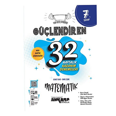 Ankara Yayıncılık 7. Sınıf Matematik Güçlendiren 32 Haftalık Kazanım Denemeleri Ankara Yayıncılık