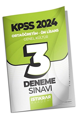 2024 KPSS Ortaöğretim-Ön Lisans Genel Kültür Tarih - Coğrafya - Vatandaşlık 3 Deneme Sınav İstikrar Akademi Yayınları