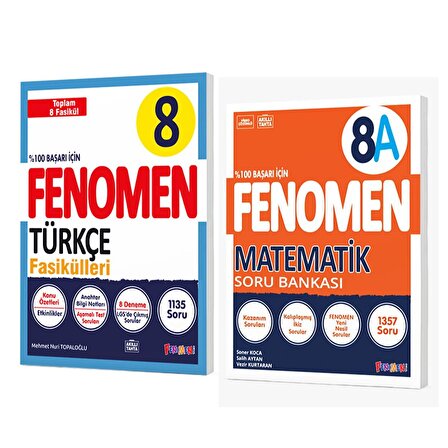 Fenomen Yayınları 2024 8. Sınıf LGS Türkçe Fasikül Seti ve LGS Matematik A Soru Bankası Seti