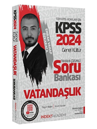 İndeks Akademi 2024 KPSS Vatandaşlık Soru Bankası Çözümlü - Emrah Vahap Özkaraca İndeks Akademi Yayıncılık