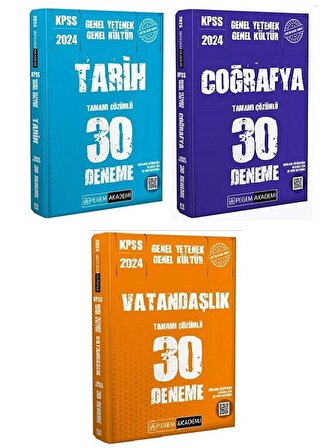 Pegem 2024 KPSS Tarih+Coğrafya+Vatandaşlık 90 Deneme 3 lü Set Pegem Akademi Yayınları