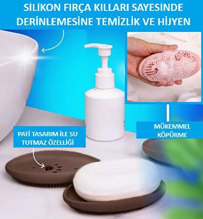 Sabunluk Çok Amaçlı Silikon Fırçalı Mutfak Banyo Sabunluğu Pratik Kırılmaz 