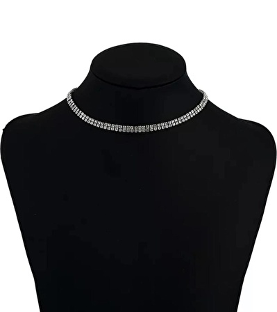 Kadın Taşlı Iki Sıra Choker Kolye