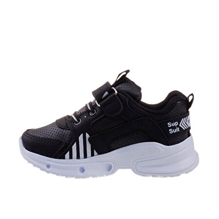 M2S Siyah Patik Çocuk Cırtlı Spor Ayakkabı