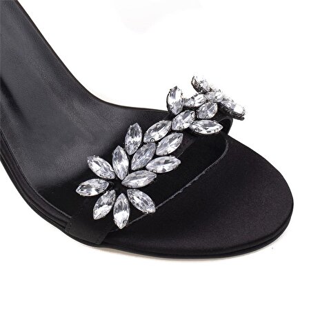 M2S Siyah Diena Kadın Özel Üretim Taşlı Fantazi Ayakkabı