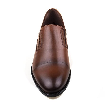 M2S Taba Erkek Hakiki Deri Yuvarlak Burun Klasik Ayakkabı