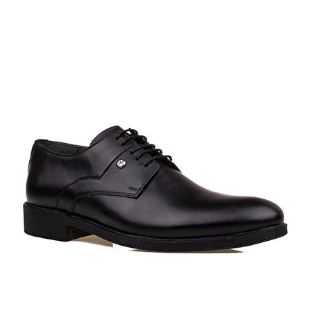 M2S Siyah Erkek Hakiki Deri Bağcıklı Kışlık Klasik Ayakkabı