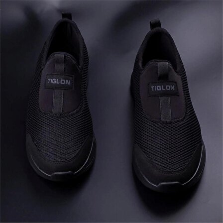 Tiglon Siyah Erkek Boğazdan Lastikli Hafif Yazlık Spor Ayakkabı