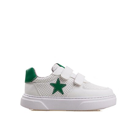 M2S Beyaz-Yeşil Kalın Taban Cırtlı Çocuk Sneaker