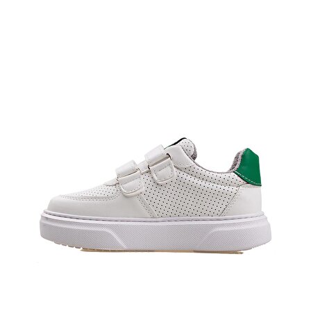 M2S Beyaz-Yeşil Kalın Taban Cırtlı Çocuk Sneaker