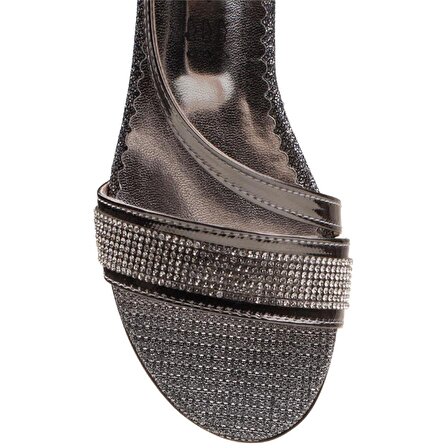 M2S Platin Saten Simli Taş Detaylı Kız Çocuk Klasik Ayakkabı