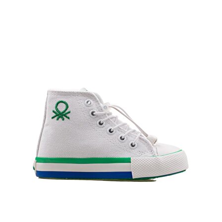 Benetton Beyaz-Yeşil Unisex Çocuk Boğazlı Sneaker BN 30651
