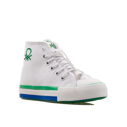 Benetton Beyaz-Yeşil Unisex Çocuk Boğazlı Sneaker BN 30651