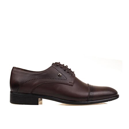 M2S Kahverengi Erkek Hakiki Deri Bağcıklı Klasik Ayakkabı