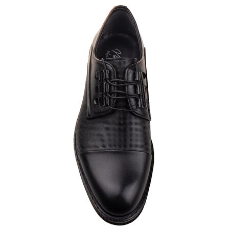 M2S Siyah Rugan İşlemeli Hakiki Deri Erkek Günlük Ayakkabı